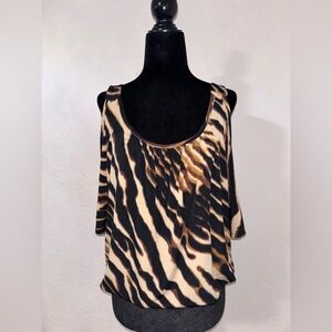 Stylish Zebra Print Cold Shoulder Blouse